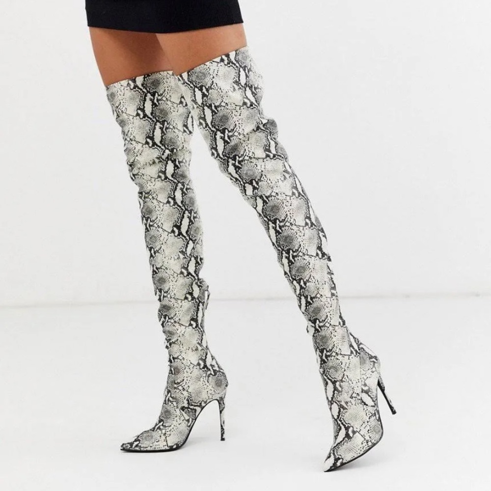 Steve Madden Dominique Snakeskin OTK Boot